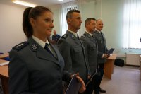 wręczenie awansów oficerom w cieszyńskiej komendzie